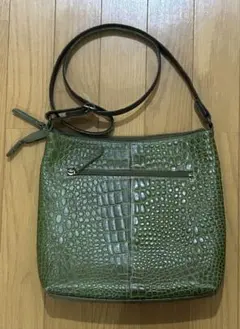 クロコダイル風グリーンショルダーバッグ
