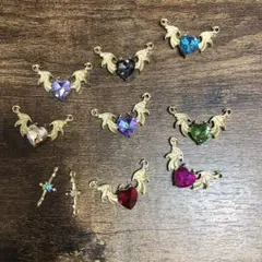 ハートウィング チャーム 金属パーツ セット