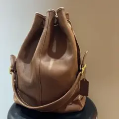 オールドコーチ 巾着 ショルダーバッグ ダークブラウン 9166 レザー