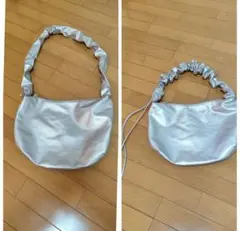 シルバー ショルダーバッグ(ハンドバックにもなる)取っ手の長さ変更可能