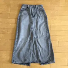 ユニクログレー デニム ロングスカート スリット入り