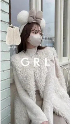 【ベージュ/M】ハイネックベルスリーブリブニットトップス[k9064b]