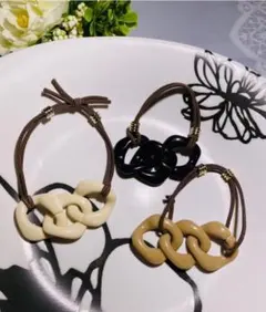 ヘアゴム　まとめ売り　3点セット　黒　白　ベージュ　お買い得♪