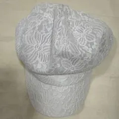 ホワイト レース バケットハット