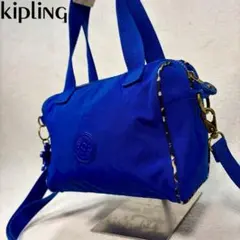 【美品✨】キプリング バッグ 2way 青　ナイロン　ショルダー　トート　肩掛け
