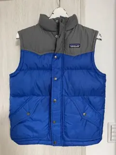 patagonia キッズ ダウンベスト L (12) 青/グレー