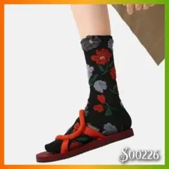 レディースソックス 靴下 個性的 総柄 黒 花柄 おしゃれ 可愛い