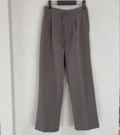 GLOBALWORKウツクシルエットイージーWクロスストレートパンツ モカ