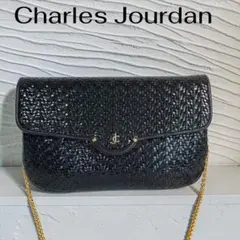 Charles Jourdan レザー編み込みショルダーバッグ ブラックのサムネイル