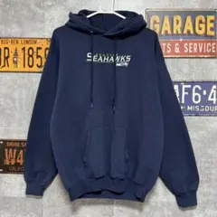 NFL シアトル・シーホークス パーカー M ネイビー 刺繍ロゴ　古着