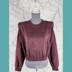 ZARA モーブピンク ショルダーパッド クロップドスウェット