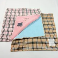 新品　BURBERRY バーバリー　ノバチェック　タオルハンカチ　ブルー&ピンク