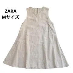 ZARA リネンワンピース ノースリーブ Aライン 膝丈 M 夏