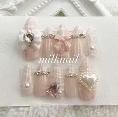 ネイルチップオーダー フレンチガーリー 量産型 韓国 ワンホン サブカル y2k