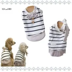 ボーダートップス ワンピース 犬服 ドッグウェア 犬猫 小型犬 J22J23