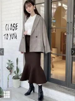 ブラウン ニット フレアスカート