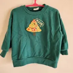 BREEZE　ピザデザインの緑色トレーナー　90cm