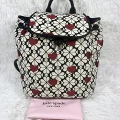 【美品】ケイトスペード バッグパック リュック ジャガード ハート フラップ