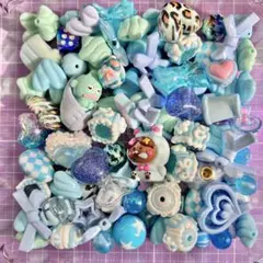 青 水色系 ビーズ セット100個 まとめ売り