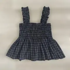 [美品] キャミ　チェック　黒　フリル　夏服のサムネイル