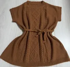 GRL ケーブル編みニットベスト ブラウン レディース 着痩せ　M