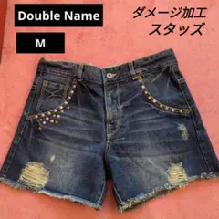 【新品未使用】DoubleName デニム ダメージ加工 スタッズ 短パン
