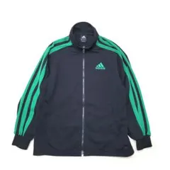極太3本ライン 00s Y2K adidas ジャージ 黒 緑 万国旗タグ M