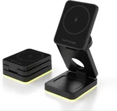 3in1 ワイヤレス 充電器 マグネット式 スタンド 折り畳み式 15W 黒