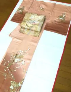 訪問着セット 扇面花文　暈し染め 身丈162cm　正絹袋帯 唐織り