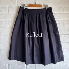 Reflect｜リフレクト｜タック 膝丈 スカート ネイビーのサムネイル
