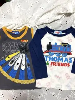 【100cm】プラレール・トーマス 男の子 トップス2枚セット 保育園 公園着