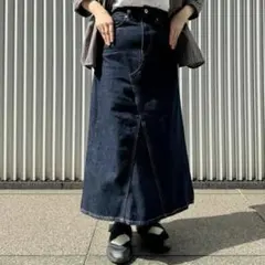 ロングスカート【無印良品】木の実から作った カポック混 デニムAラインスカート