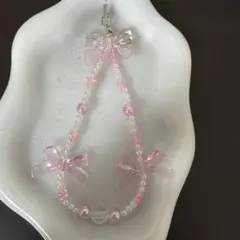 ピンクリボンモチーフ携帯ストラップ