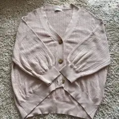 ピンク　カーディガン　earth music&ecology レース編風