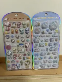 正規品　コットンパフィーシール　シナモロール・スヌーピー