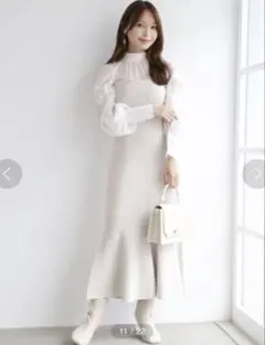 【MERCURYDUO】 バックリボンビスチェニットドッキングワンピース