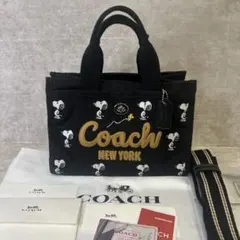 美品✨COACH カーゴトート 26 スヌーピー 黒 PEANUTS コラボ