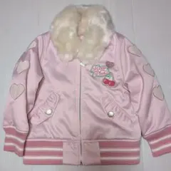 100★メゾピアノ★ハート＆チェリーアップリケ付き！中綿入りジャンパー★