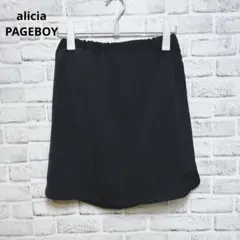 【ページボーイ】ミニスカート F ブラック 台形スカート シンプル ウエストゴム