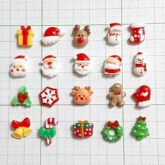 207　クリスマス　40個　ミニ　プラパーツ　デコパーツ　まとめ売り