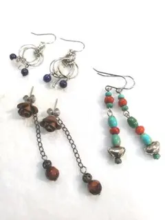 天然石ピアス３点セット