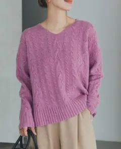 2025AW DOORS ハミルトンウールアラン柄プルオーバー M/PURPLE