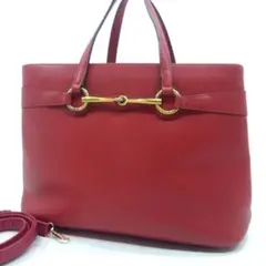 グッチ ホースビット トートバッグ 2way ショルダー レザー A4可 赤