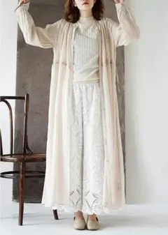 ロングカーデ 大きいサイズ 春夏秋 L XL LL 羽織 紫外線 薄手 マキシ丈のサムネイル
