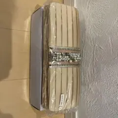 美品　ヤマダヤ　ベージュ プリーツ パーティーバッグ