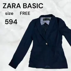 ZARA BASIC テーラードジャケット ストライプ ネイビー　古着　おしゃれのサムネイル