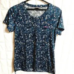 HEAD（ヘッド）総柄吸汗速乾性　半袖　クルーネックTシャツ　青系　Ｌ　⑲のサムネイル