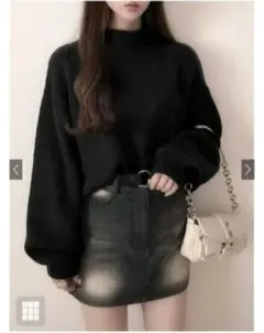 ハイネックサイドスリットニットトップス[an876]