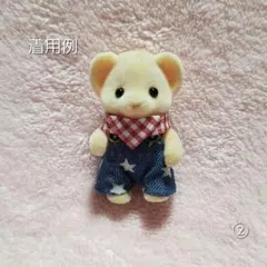 赤ちゃんお洋服　デニム風星柄サロペット•バンダナセット②　赤色チェック