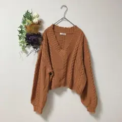 【INGNI】イング　プルオーバーオレンジ Vネック ニット セーター